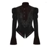 Vestes pour femmes punk rave gothique gothique cwill serpette velveen dames courte veste motif broderie décoration épisser les boutons de sculpture