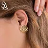 Studörhängen SA Silvering 925 Silver Zirconia Goddess Gold Earring Sterling 14k Yellow Plated Woman