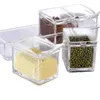 Food Savers opslagcontainers 4-grid transparante kruidendoos kruiden potje verzegelde container keuken met deksel lepel gebruikt voor zoutsiroop H240425