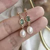 Boucles d'oreilles rétro 925 Crystal émeraude en argent sterling pour les femmes Crimpers bijoux de luxe de luxe de perles simples