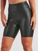 Women's Shorts Women Black High Waist Matte Leather Ladies Sexy Casual PU Bodycon Stretch Short Pants Biker Elastic Custom