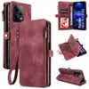 Zippered Leather Phone Case for Note13 Pro and Redmi 13C Xiaomi 13T Wallet Case