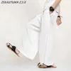 Men's Pants Summer Thin Casual Wide Pants Loose Plus Size Japanese Fashion Hakama Harajuku Oversized Trousers Chinese Style Men Skirt Pants d240425