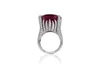 Band Rings Vintage Silver Geometric Big Stone Red Zircon Ring for Women Full Drill Fashion Bohemian Boho Jewelry Luxurious H240425