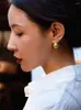 Studörhängen Huanzhi French Vintage Pearl Metal Vegetable Basket Ear Buckle For Women Girl Texture Chic Trendy Elegant Jewelry 2024