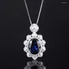 Cluster Rings Fashion Trend S925 Sterling Silver Inlaid 5a Zircon Big Dan Tanzanite Pendant Ring Geometric Ladies Personality Suit