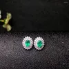 Kolczyki stadnorskie KJjeaxcmy Fine Jewelry 925 Sterling Srebrny Inkrustowany Naturalny Kamień Szmaragdowy Stude Studs Wsparcie Wsparcia Wsparcia