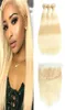 613 Blonde Bundles Brazilian Remy Straight Human Hair Lace Frontal Closure With Bundles 613 Blonde Human Hair 3 Bundles With Closu6047351