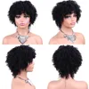 Wig afro courte courte avec une frange pour les femmes noires perruque à cheveux bouclés