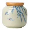 Recipientes de armazenamento de alimentos Storage Warter Wartled Ceramic Jar para novo Willow Grass Wood Cinza Chá cinza portátil portátil Small à prova de umidade Mini Armazenamento H240425