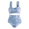 Women's Swimwear Attractive Bathing Suit Nylon Women Swimsuit Soft-touching Easy To Clean Solid Color High Waist