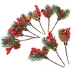 Kwiaty dekoracyjne 10pcs Fałszywe gałęzie wybiera imprezę Symulację Pine Decor Decor Autumn Berry Xmas Christmas
