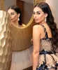 Luxe Dubai Elegant Pailles Lace Evening Jurken 2024 Sparkly Scoop Neck Tiered Ruffles A Line Women Party Formele jurken BC17197