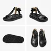 Sandalen Beautoday T-STRAP Women Echte lederen Buckle Strap Solid Color Leisure 2024 Summer Ladies Shoes Handmade 32429