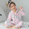 Kinderpyjama's sets katoenveer kinderen cartoon huiskleding pak meisjes casual lange mouw kerstpyjama set slaapkleding 240408