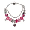 Charmarmband Annapaer Luxury Catena vintage smycken Söt rosa kedja Charms Bangle Rhinestone Pärlor Armband Personlighet B16067