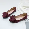 Casual Shoes Autumn Suede Bow Women Grunt Loafers Low Heels Classic Pointed Toe Soft Sole Walking Dress Fashion