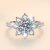 Cluster Rings Cocosily Multicolor 1CT D Color Moissanite S925 Sterling Silver Women's Ring Petal Sunflower Style Personalized Fashion