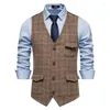 Men's Vests Spring And Autumn Fashionable Retro Suit Vest With Checkered Amekaki British Large Tank Top