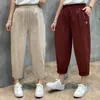 Women's Pants Summer Cotton Linen Harem Plus Size Loose Casual With Embroidered Thin Straight Pant