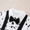 Rompers Boys Cartoon Vêtements imprimés à manches courtes à nœuds papillon Moustache Moustache Coton bébé gentleman nouveau-né pour bébé