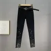 Capris Black Jeans for Women Trendy 2021 Autumn Inverno Autunno New High Welming Shimming Rhinestone Pants Street Stretch Stretch Skinny Cantaloni