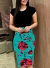 フラワーラップヒップスカート秋の特大の女性のセクシーなファッションドレスブライトコート