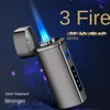 Factory Offers Attractive Blue Triple Flame Windproof Lighters Classic Cigar Lighter Torch