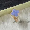 Wysokiej klasy luksusowy pierścień fanjia seiko high edition oryginalna reprodukcja 925 srebrna premium 18K Rose Gold Violet Diamond Clover