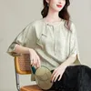 Chemises en satin pour femmes printemps / fleur d'été Style chinois lâche Vintage Femmes Tops Clothing Fashion Ycmyunyan