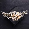 Wedding Hair Jewelry Gold Color Crystal Pearl Hair Comb Headband Tiara For Women Bride Party Bridal Wedding Hair Accessories Jewelry Comb Headband d240425