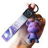 Personality Cartoon Bear Key Chain Chameleon Resin Keychains Webbing Tape Fashion Doll Bag Pendant Holiday Car Key Ring For Girls Gift