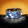 Band Rings Classic Epoxy Enamel Blue Flower Ladies Ring 925 Silver For Jewelry Wedding Bridal H240425