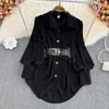 Casual Dresses Red For Women 2024 Spring Korean Fashion Long Sleeve Dress Elegant Shirt Vestido Feminino LQ303