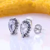 Brincos de garanhão 925 Sterling Silver Pan Brincho Gold Radiant Teardrop Studs com Crystal for Women Women Wedding Gift Fashion Jewelry