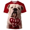 Heren t-shirts Dier Franse bulldog 3d print t-shirts Men vrouwen zomer casual o-neck korte mouw Harajuku streetwear oversized man t shirtsl2404