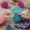 Trendy Women Gold Line Turquoises Open Cuff Bracelets Natural Gemstone Wire Wrap Bangles Birthday Gifts 240410