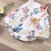 Pezzi un bambino Citgeett Summer Baby Girl Stampa floreale Bows Caldro Spaghetti Body Uspant Outfit senza maniche Black/White