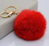 Keychains Real Fur Ball Keychain Soft Lovely Gold Metal Key Chains Pom Poms Plush Car Keyring Bag örhängen Tillbehör