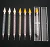 Doubleend nagelprickande penna kristallpärlor Handla Rhinestone Studs Picker Wax Pencil Manicure Nail Art Tools5956485