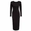 الفساتين غير الرسمية Gamiss Bodycon Gheath Dress Long Sleeve Party Sexy Women Clothing Back Zipper Robe Pencil ضيق