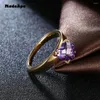 With Side Stones MadeApe Purple Heart Zircon Wedding Ring 316L Stainless Steel Gold Color Engagement For Women Annivervsary Party Jewelry