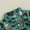 Chemises pour enfants chemises garçons de style occidental imprimé de vache à manches longues à manches longues bouton-bassin en bas âge en bas âge d'hiver