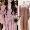 Maternity Dresses Korea Style Vintage Maternity Floral Dress For Nursing Autumn Loose Postpartum Woman Breastfeeding Clothes Chiffon Beach Dresses