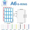 Gift Wrap 18 PCS A6 Binder Pockets 6-Ring Zipper Pouch For Budget Waterproof Plastic Envelope Folders Bags