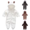 Endelar vinter nyfödda baby plysch bodysuit jumpsuit tecknad huvtröjor pojke tjej romper tvilling kläder koreansk version 012m