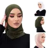 Hijabs islamische Eisseide Hijab Abaya Hijab für Frau Elastizität Schal Muslim Kleid Frauen Turbane Turban Instant Head Wrap Schal D240425