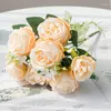 Dekorative Blumen Rose rosa künstlich hochwertig hochwertige große Blumenstrauß Silk gefälschte Blume Home Hochzeit Dekoration Accessoires