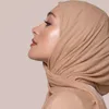 Khee hidżabs żebrowane bawełniane koszulka hidżab szalik długi szal kobiety muzułmańskie okłady na głowę pasiaste opaski na głowę maxi turban elastyczne plisowane bandana D240425
