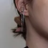 Charm 1 stks Nieuwe Koreaanse zilveren kleur Dubbellaags ketting Tassel Ear Clip voor vrouw meisjes zonder doorboorde oormanchet esthetische sieraden